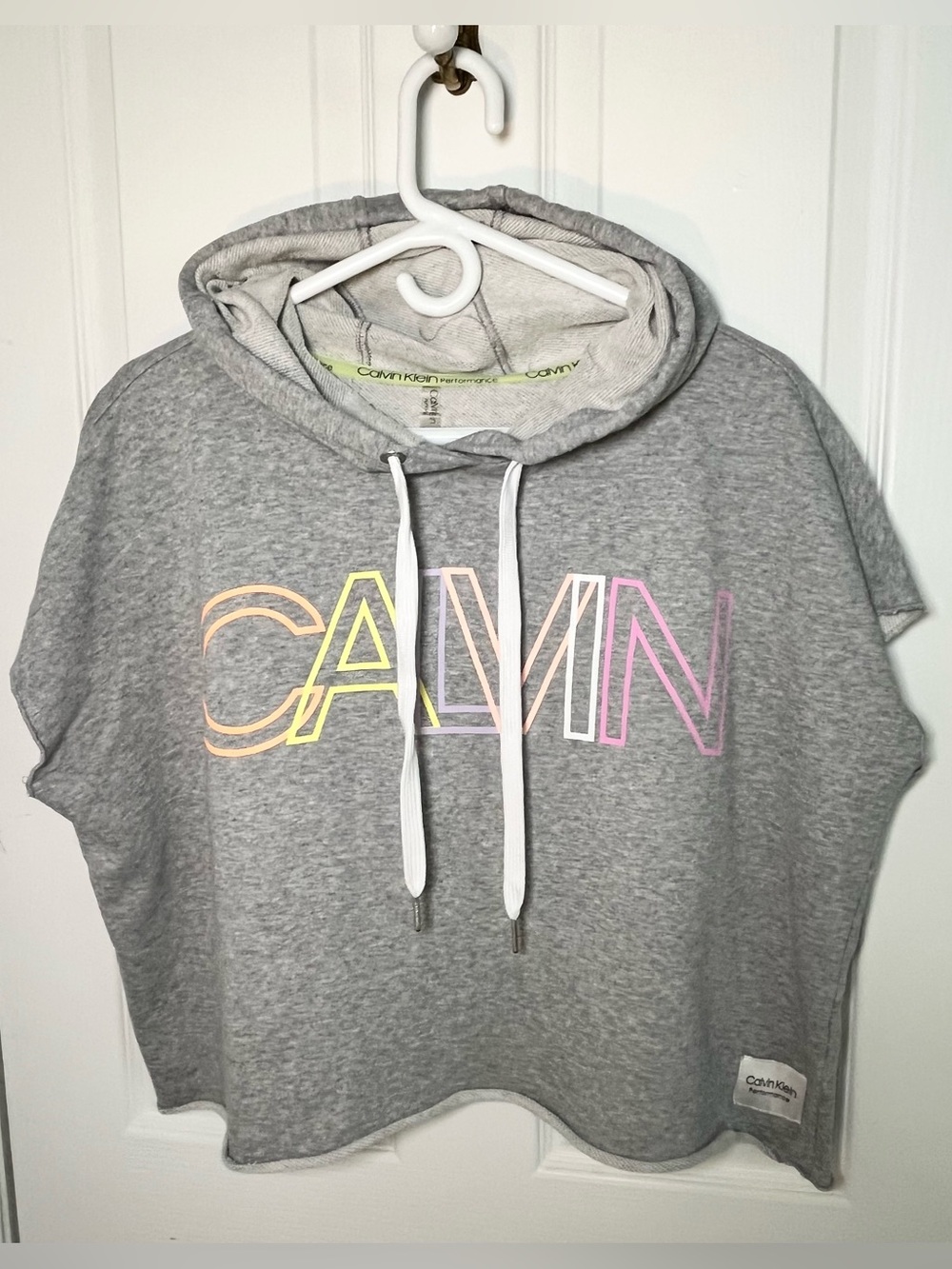 Calvin Klein Performance Pastel Graphic Crop Hoodie XL